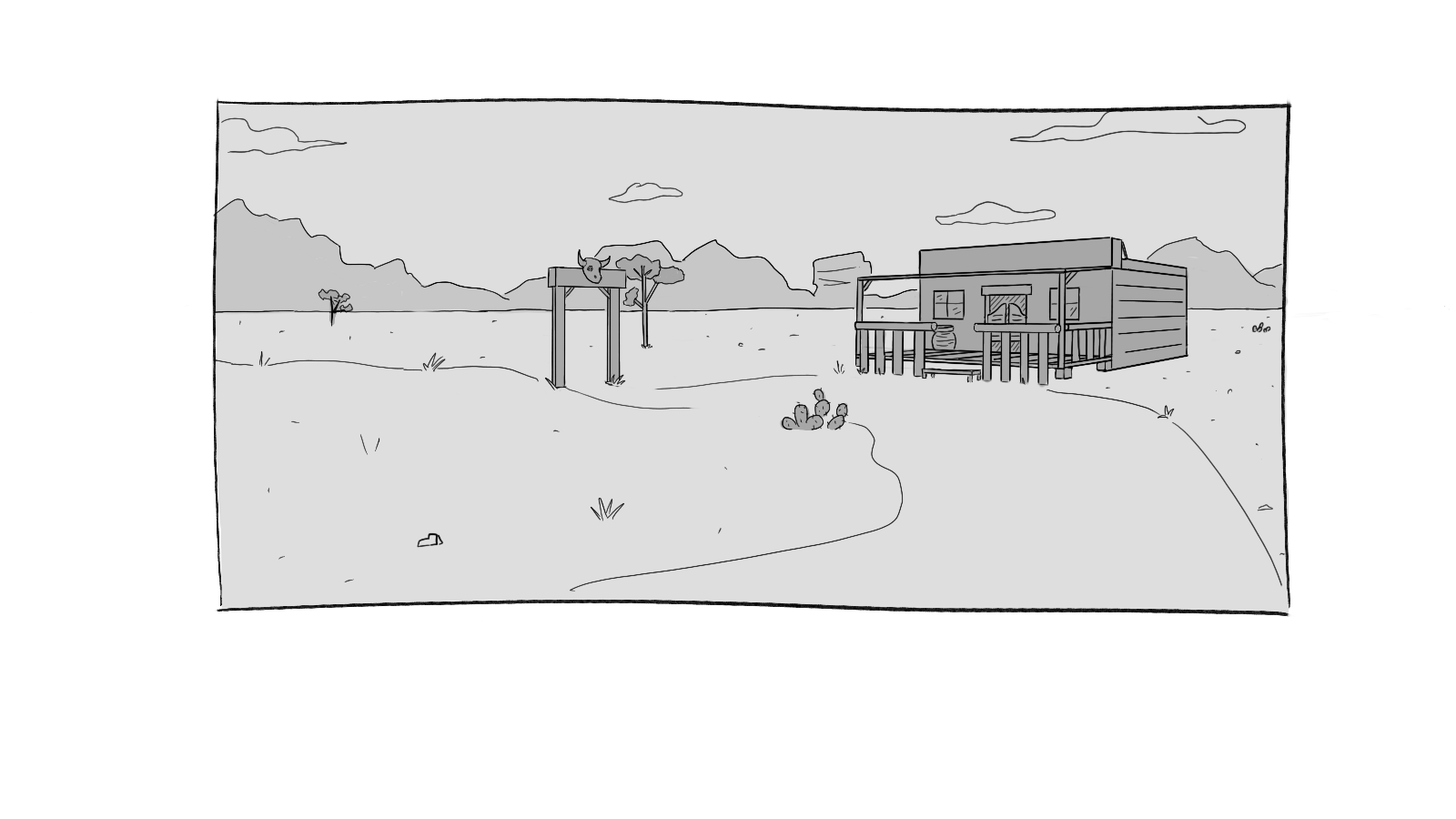 wide angle of old west saloon